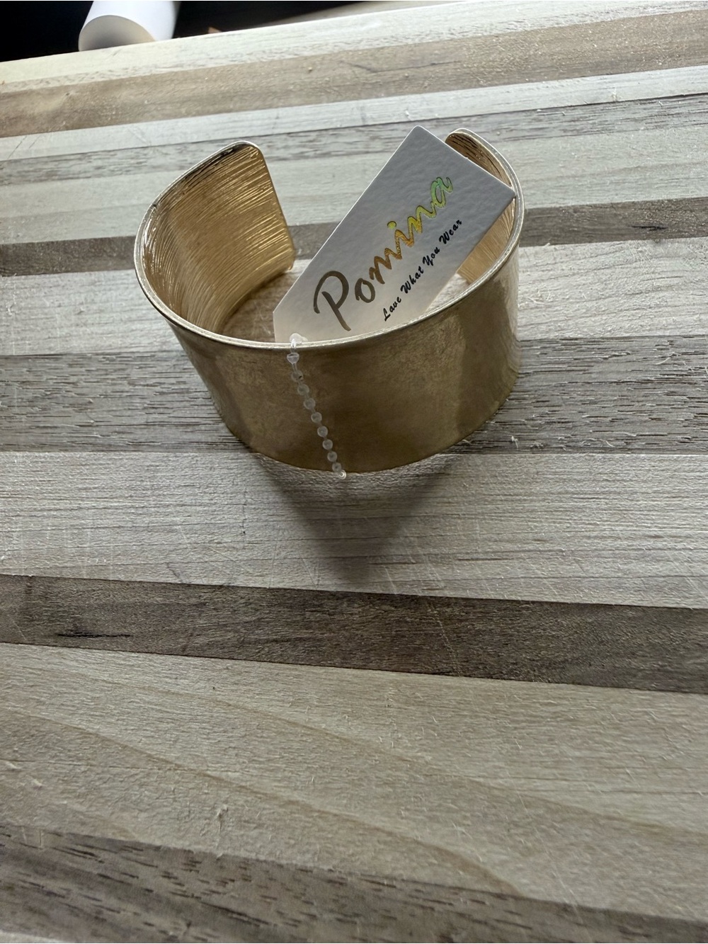 Pomina Gold Tone Wide Cuff Bracelet